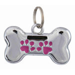 Fancy I.D. tag, rhinestones, dog shaped, 3.5 × 2.5 cm