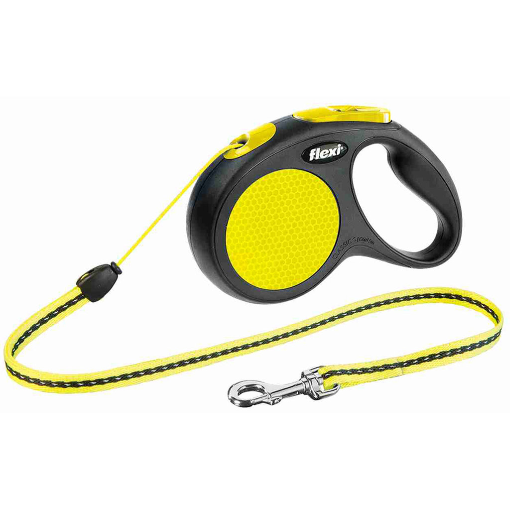 flexi New CLASSIC Neon, Cuerda enrollable, S, 5 m, Negro-Neón