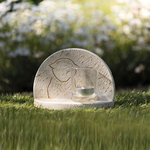 Memorial Stone with cat outline, 16 × 12 × 7 cm, cream