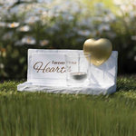 Piedra Conmemorativa Hearts, 20 × 12 × 7 cm, Blanco