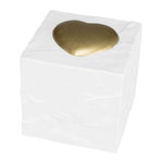 Piedra Conmemorativa Cubo Corazón, 11 × 11 × 11 cm, Blanco