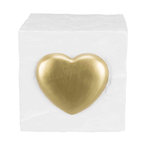 Piedra Conmemorativa Cubo Corazón, 11 × 11 × 11 cm, Blanco