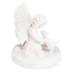 Piedra Conmemorativa Perro y Ángel, ø12 × 14 cm, Blanco