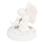 Piedra Conmemorativa Perro y Ángel, ø12 × 14 cm, Blanco