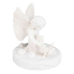 Piedra Conmemorativa Gato y Ángel, ø12 × 14 cm, Blanco