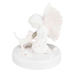 Piedra Conmemorativa Gato y Ángel, ø12 × 14 cm, Blanco