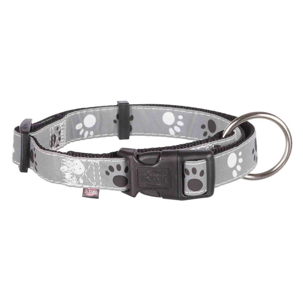Collar Silver Reflect, S-M, 30-45 cm/15 mm, Negro-Gris