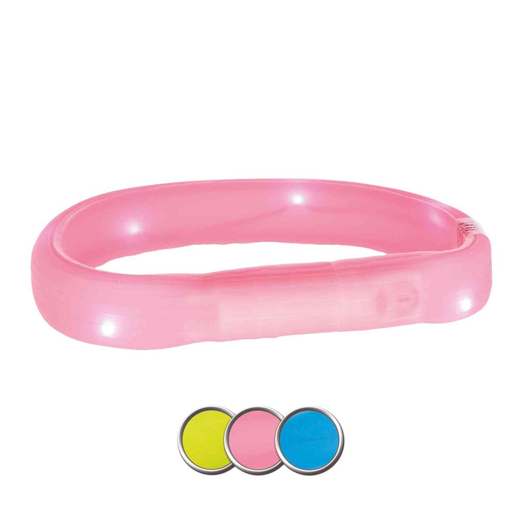 Banda con Luz Flash USB, L–XL, 70 cm/18 mm, Rosa