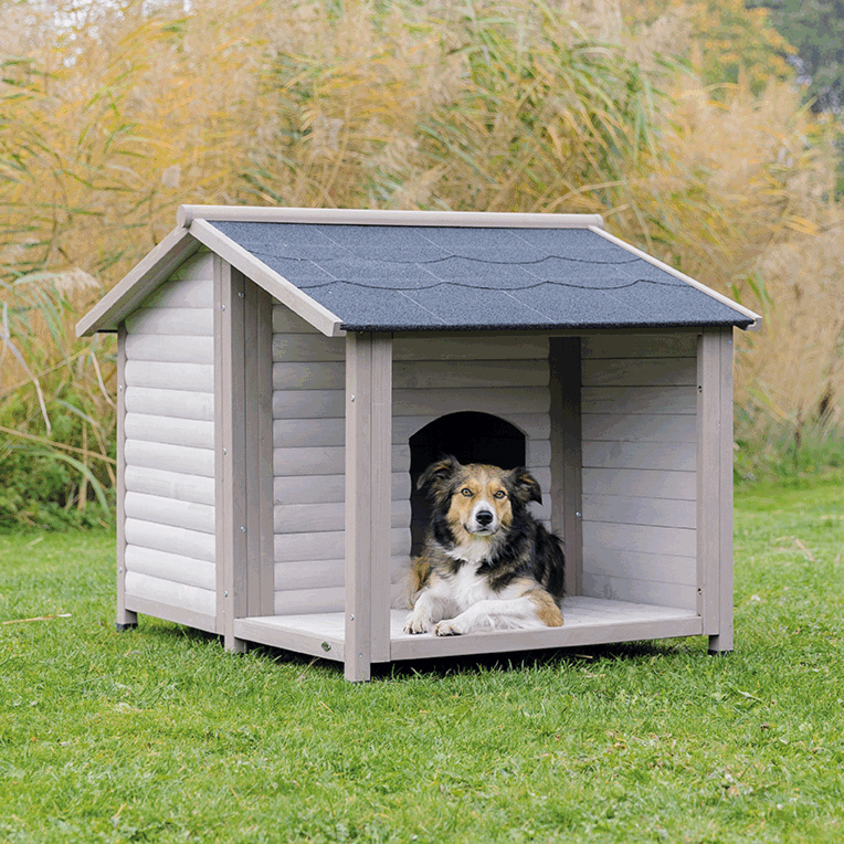 natura dog kennel with saddle roof, S: 100 × 82 × 90 cm, nature