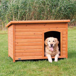 natura flat roof dog kennel, S–M: 85 × 58 × 60 cm, brown