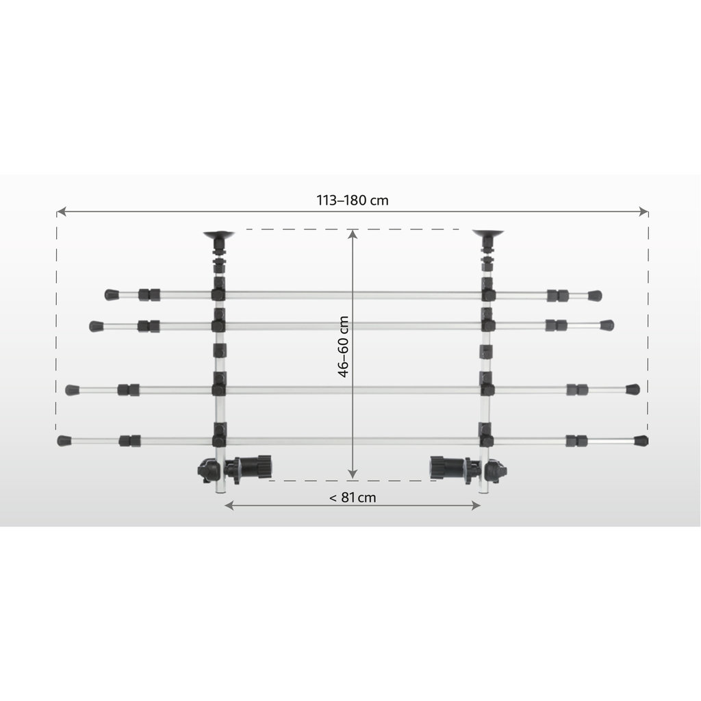 Barras Protectoras, 105–172 cm, 46–60 cm, Plata-Negro