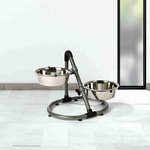 Soporte triangular, 2 comederos, Altura ajustable 2 x 2.8 l/ø24 cm