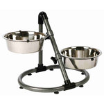 Soporte triangular, 2 comederos, Altura ajustable 2 x 2.8 l/ø24 cm