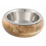 Comedero Acero Inox, Marco Madera, 1.4 l/ø25 cm