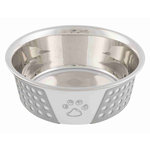 Comedero Acero Inox. Silicona, 0.75l/ø17, Blanco-Gris