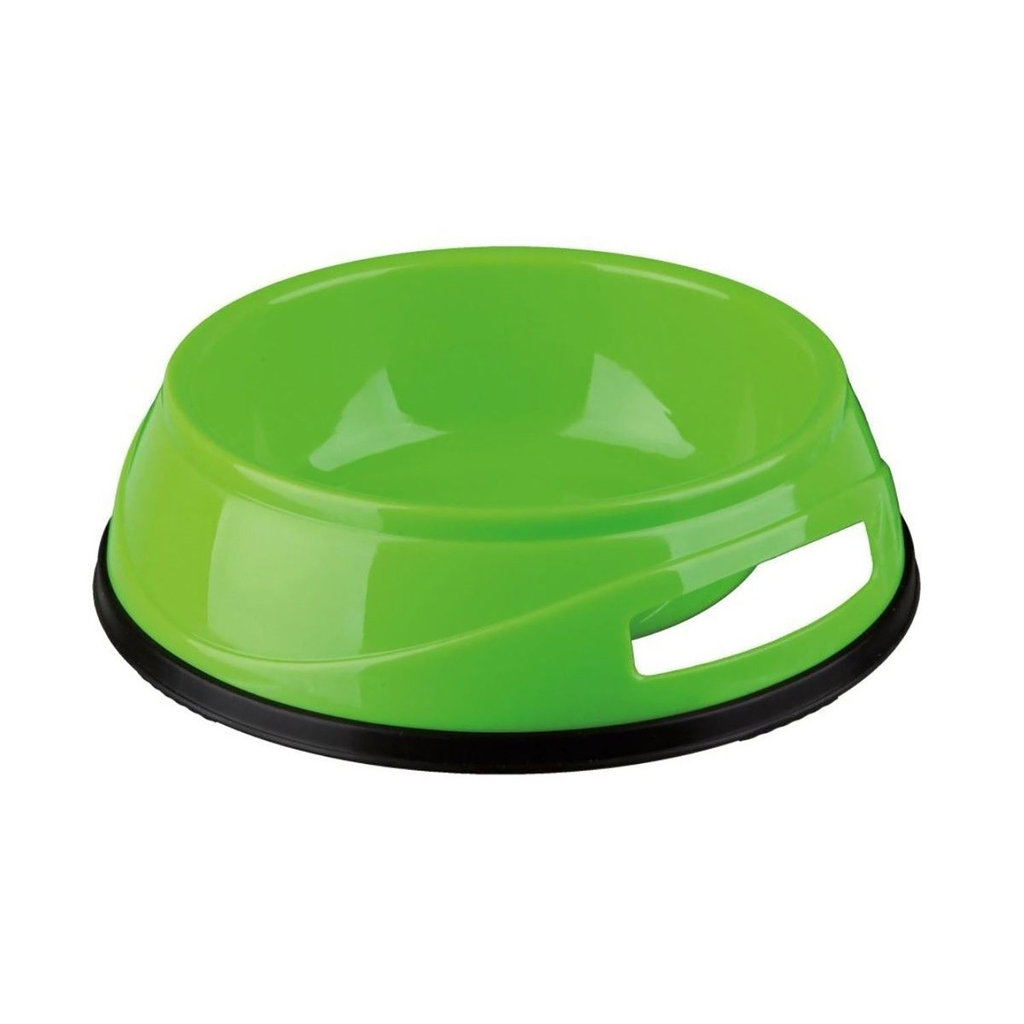 Comedero Plástico Pesado, Anillo Caucho, 0.3l, ø12 cm