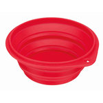 Comedero Viaje, Silicona, Plegable, 2 l, ø22 cm, Rojo