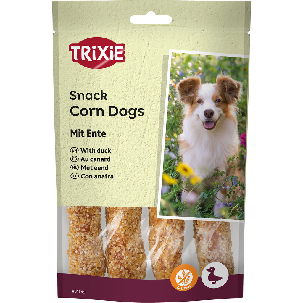 4 Snacks PREMIO Corn Dogs, Con Pato, 100 g