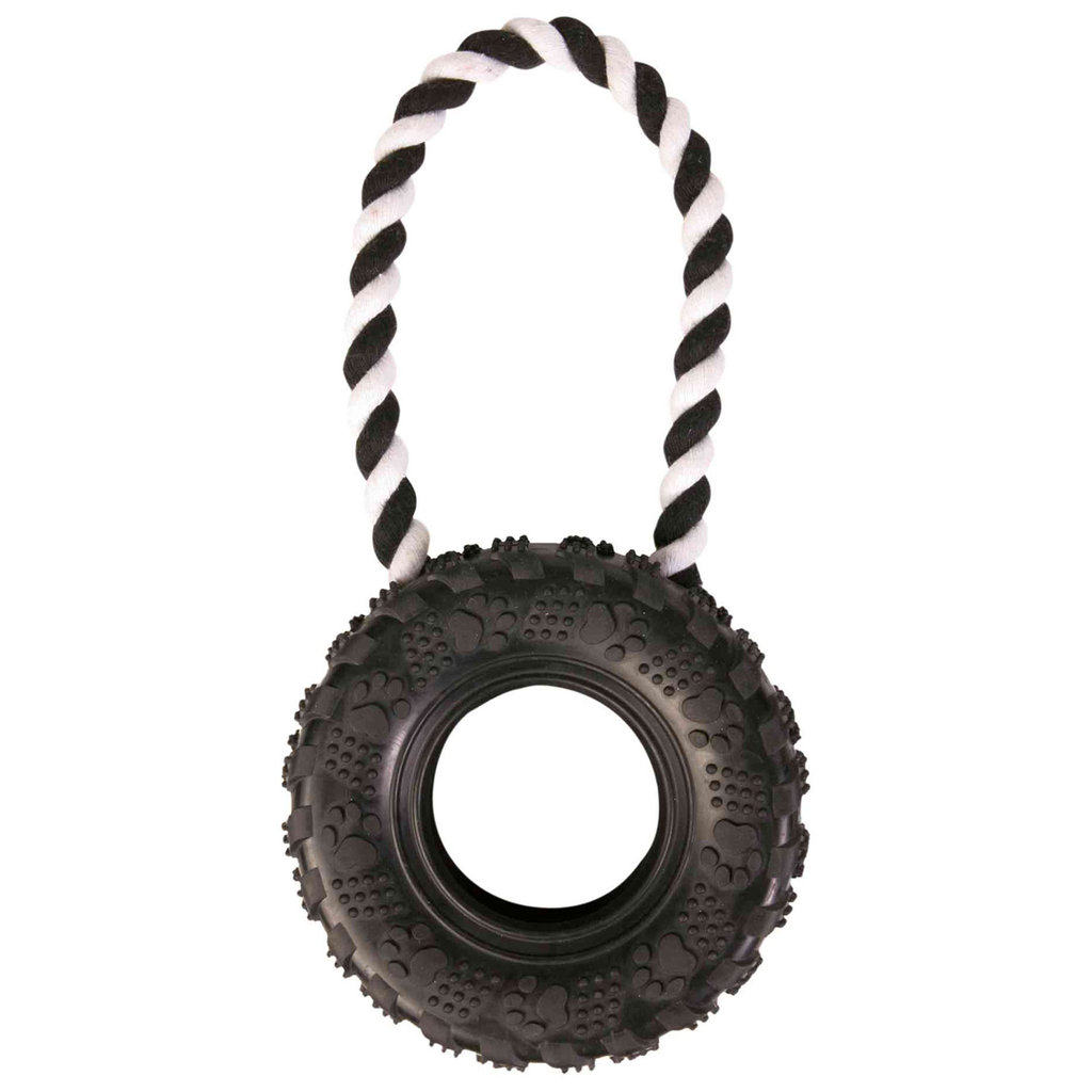Tire on a rope, natural rubber, ø 15 × 31 cm