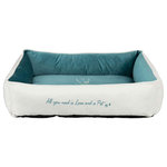 Cama Pet Home, 80 × 60 cm, Crema-Azul Petróleo