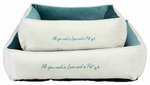 Cama Pet Home, 80 × 60 cm, Crema-Azul Petróleo