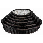 Set of 6 wicker baskets, with lining and cushion, 50/60/70/80/90/100 cm, dark br