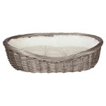 Wicker basket with lining and cushion, 50 cm, grey