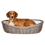 Wicker basket with lining and cushion, 50 cm, grey