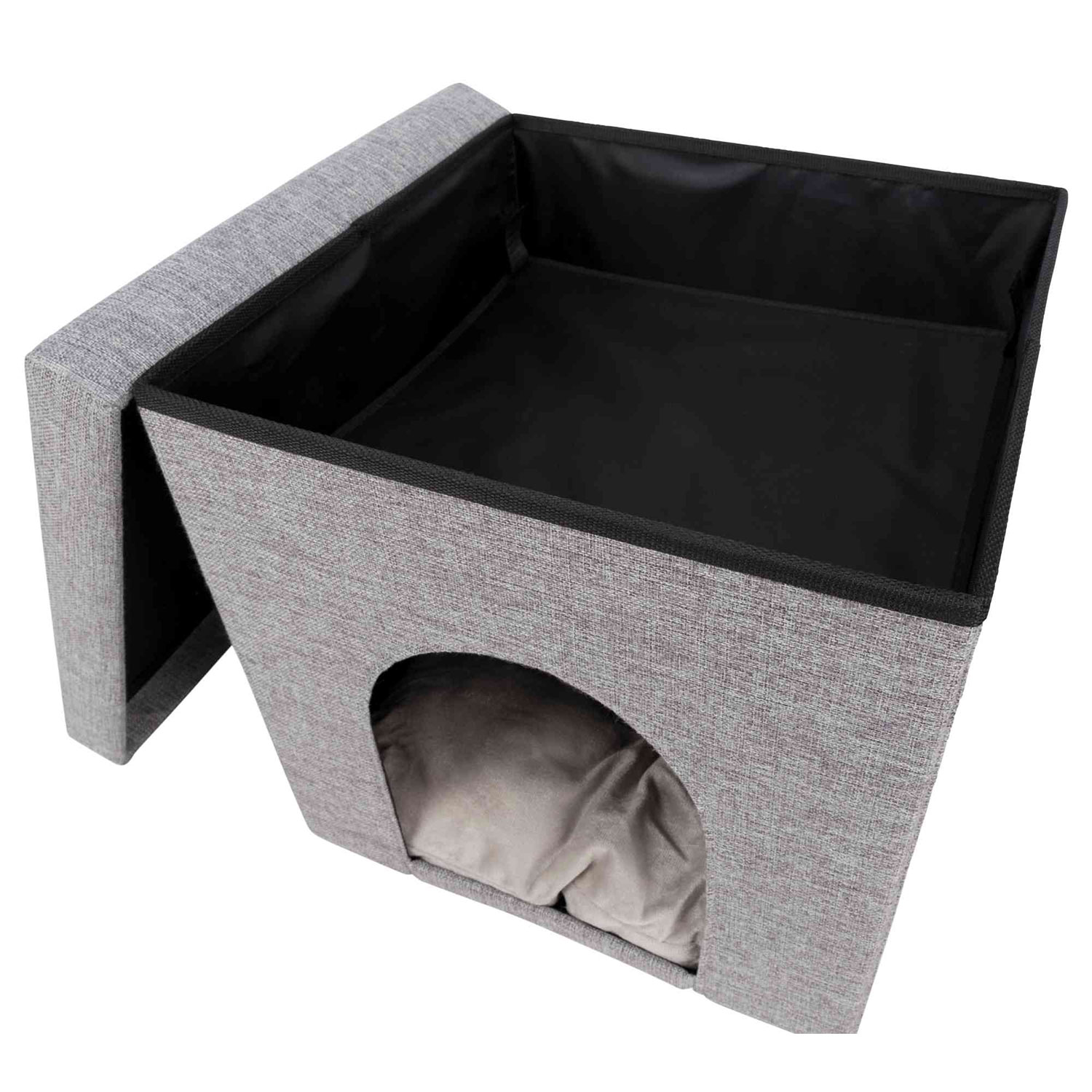 Trixie Minou Cuddly Cave Cuccia Per Gatti - Morbida E Accogliente, Rosa/grigio, 35x26x41 Cm