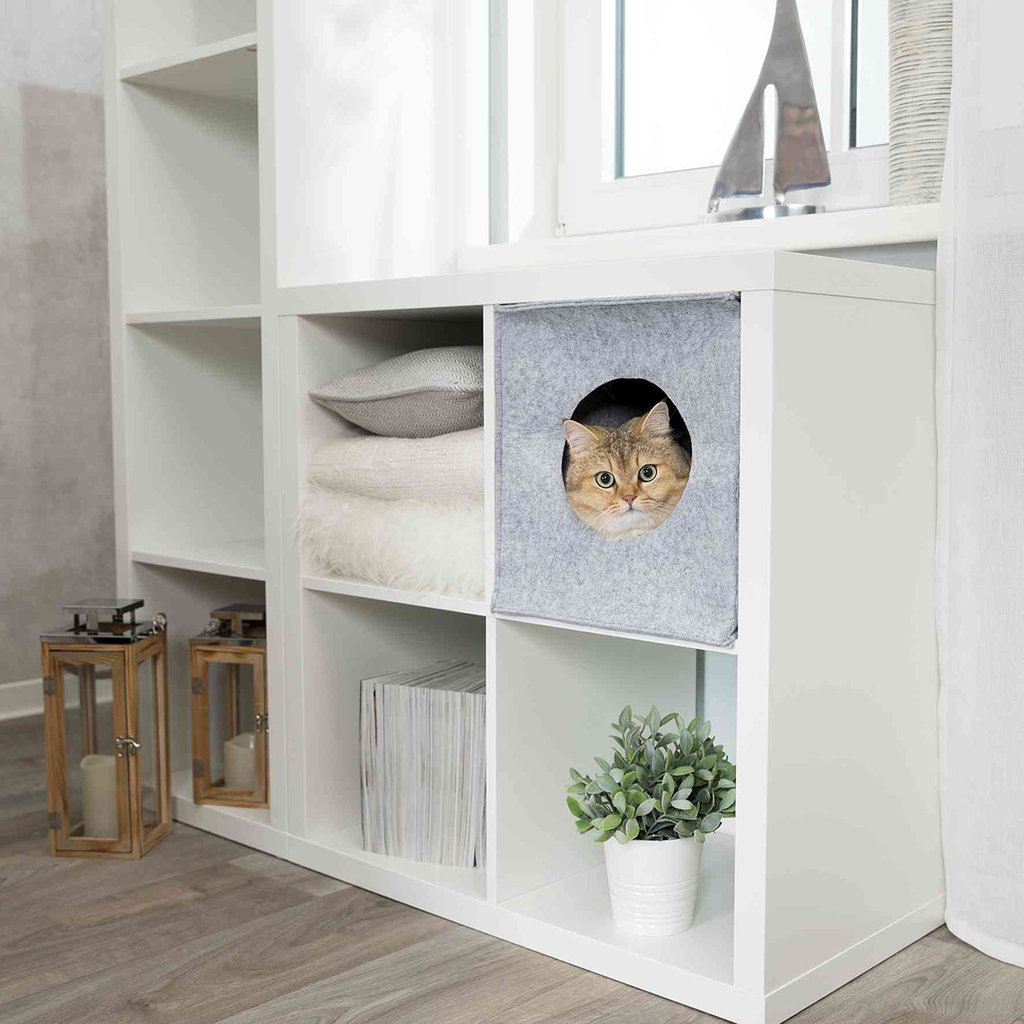 Anton cuddly cave for shelf, 33 cm, grey