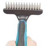 Metal groomer, long hair, two rows, 10 × 15 cm