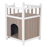 Cat's Home with balcony, 45 × 65 × 45 cm, grey/white