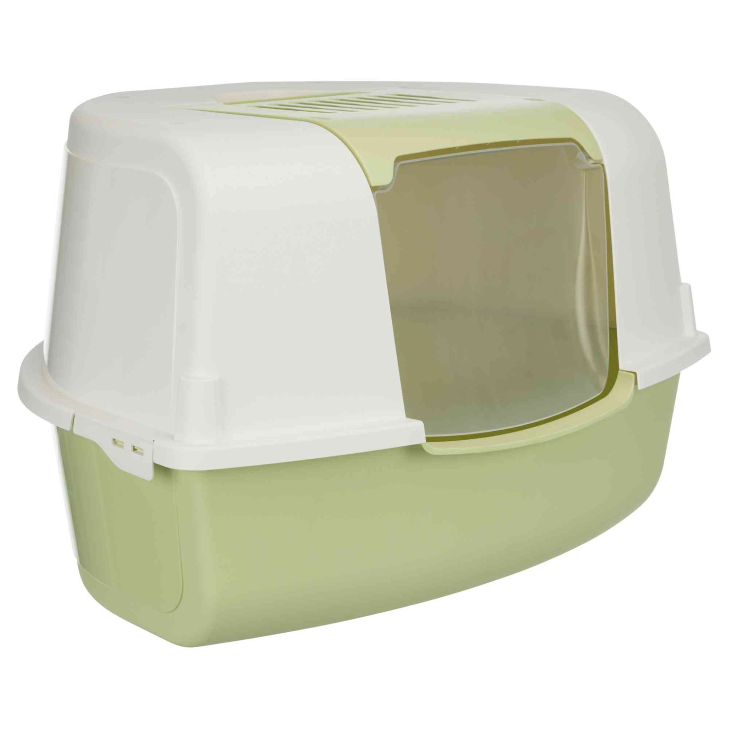 Tadeo Open Top Cat corner litter tray with hood 58 38 50 50 cm light gree TRIXIE