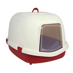Primo XL Top cat litter tray with hood/flap/filter, 56 × 47 × 71 cm, bordeaux/cr