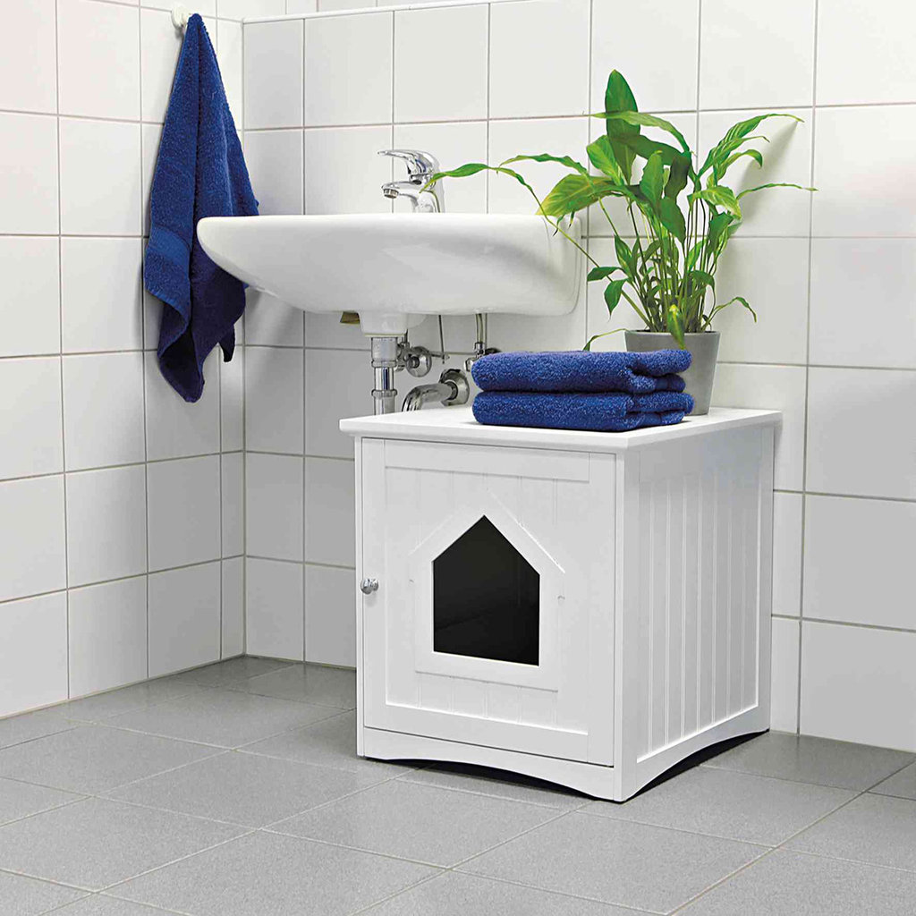 Mueble de Baño Cat House, 49 × 51 × 51 cm, Blanco