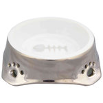 Cat bowl, ceramic, 0.15 l/ø 12 cm, silver/white