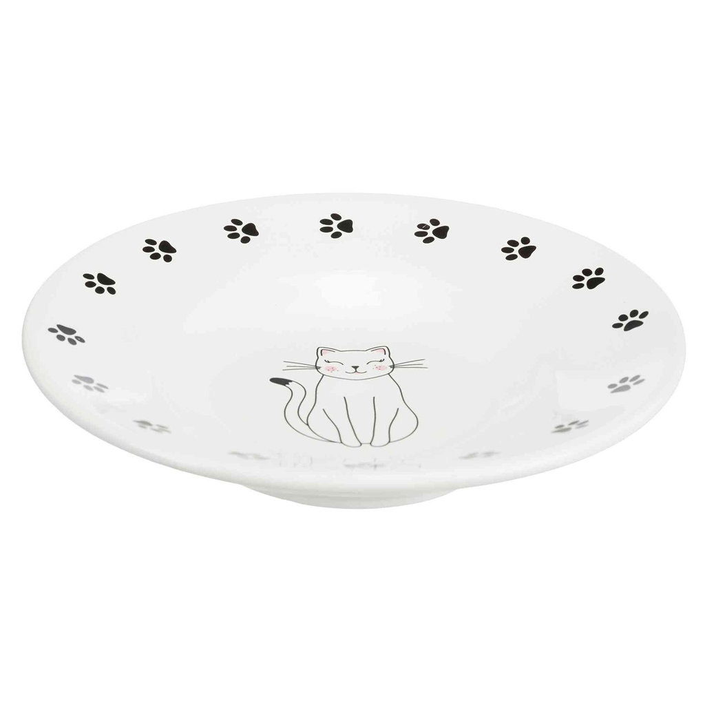 White 0.2 Litre Trixie Ceramic Cat Bowl With Motif 