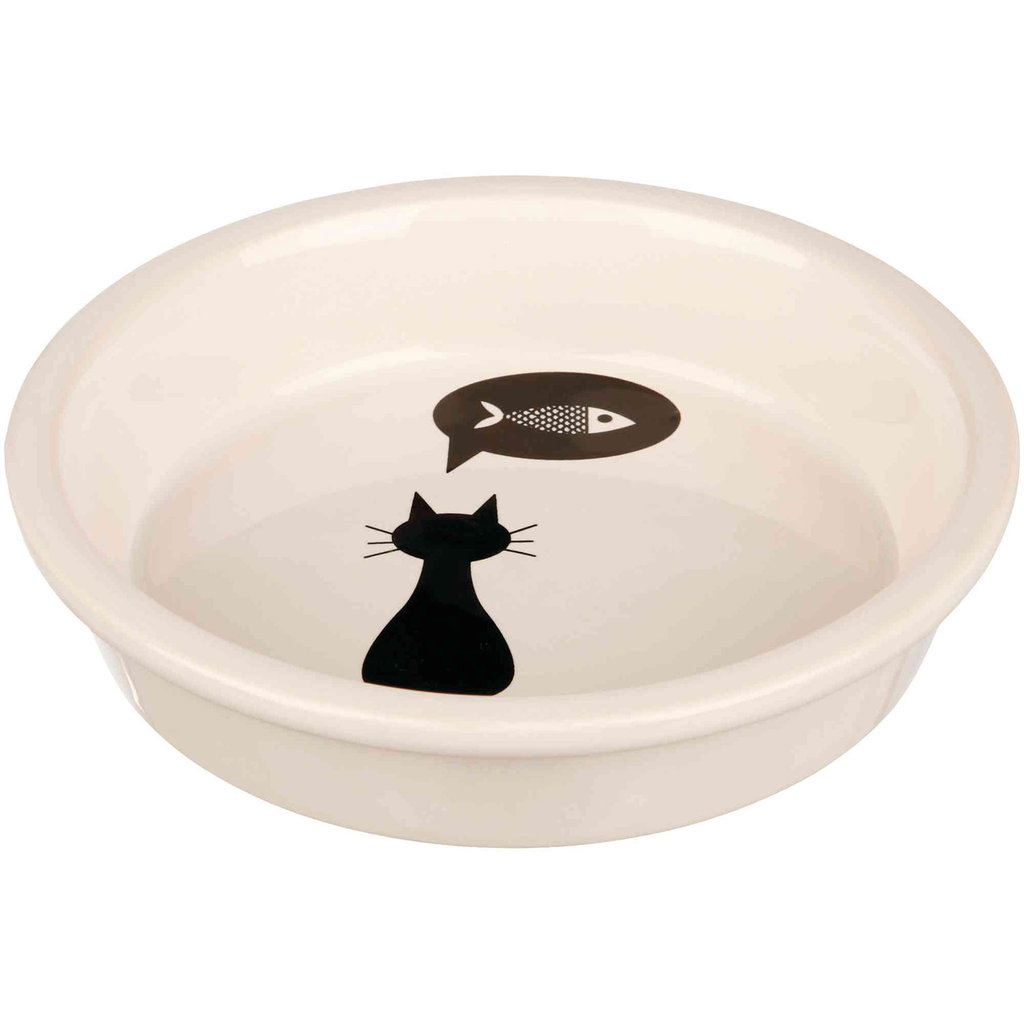 Comedero Cerámico Gatos, 0.25 l, ø13 cm, Blanco