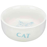 Comedero Cerámica Gatos, motivos, 0.3 l, ø11 cm, Blanco