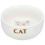 Comedero Cerámica Gatos, motivos, 0.3 l, ø11 cm, Blanco