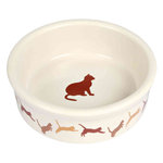 Comedero Cerámica Gatos, motivos, 0.25 l, ø11 cm, Blanco