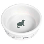Comedero Cerámica Gatos, motivos, 0.25 l, ø11 cm, Blanco