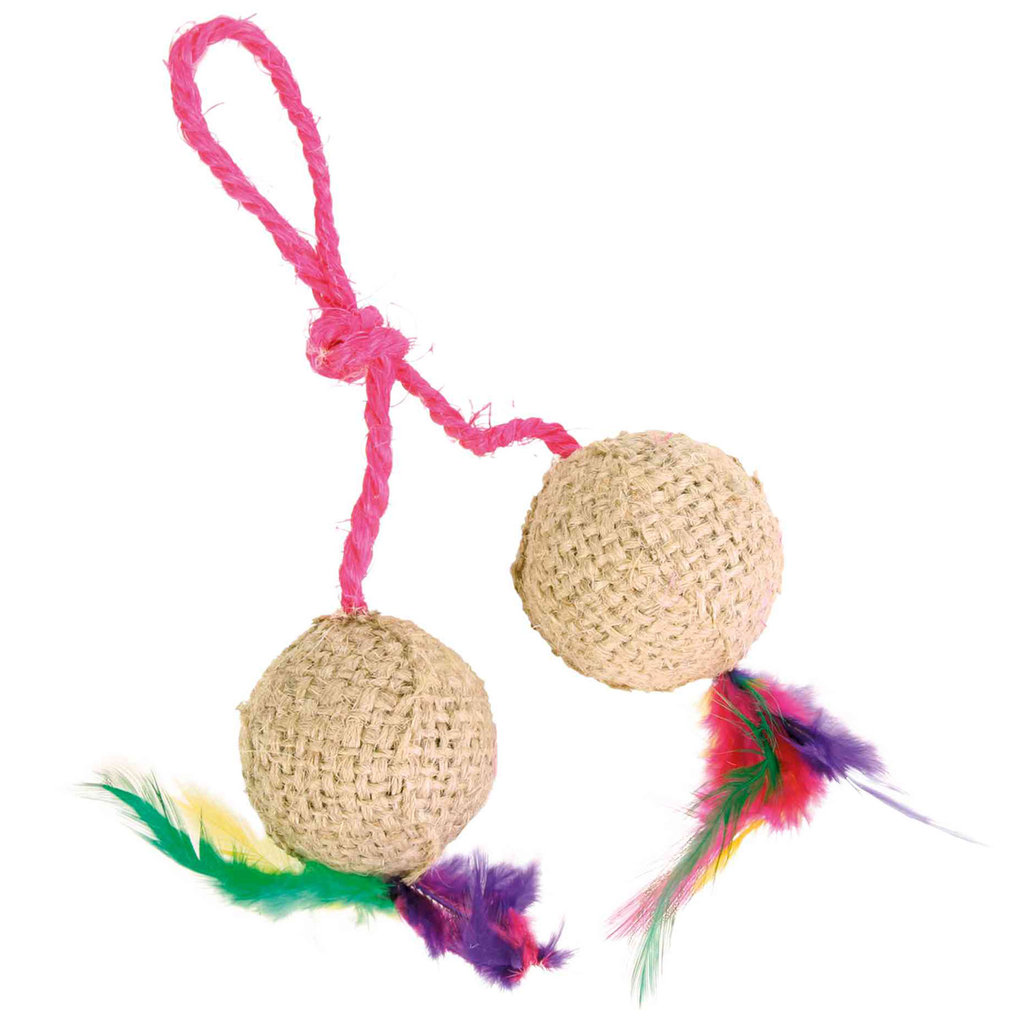2 balls on a rope, jute, ø 4.5 cm