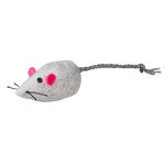 2 Ratónes Peluche con Cascabel, 5 cm, Blanco-Gris