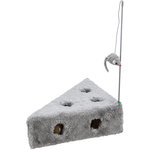 Trozo queso con agujeros y 3 juguetes, 36 x 8 x 26/26 cm