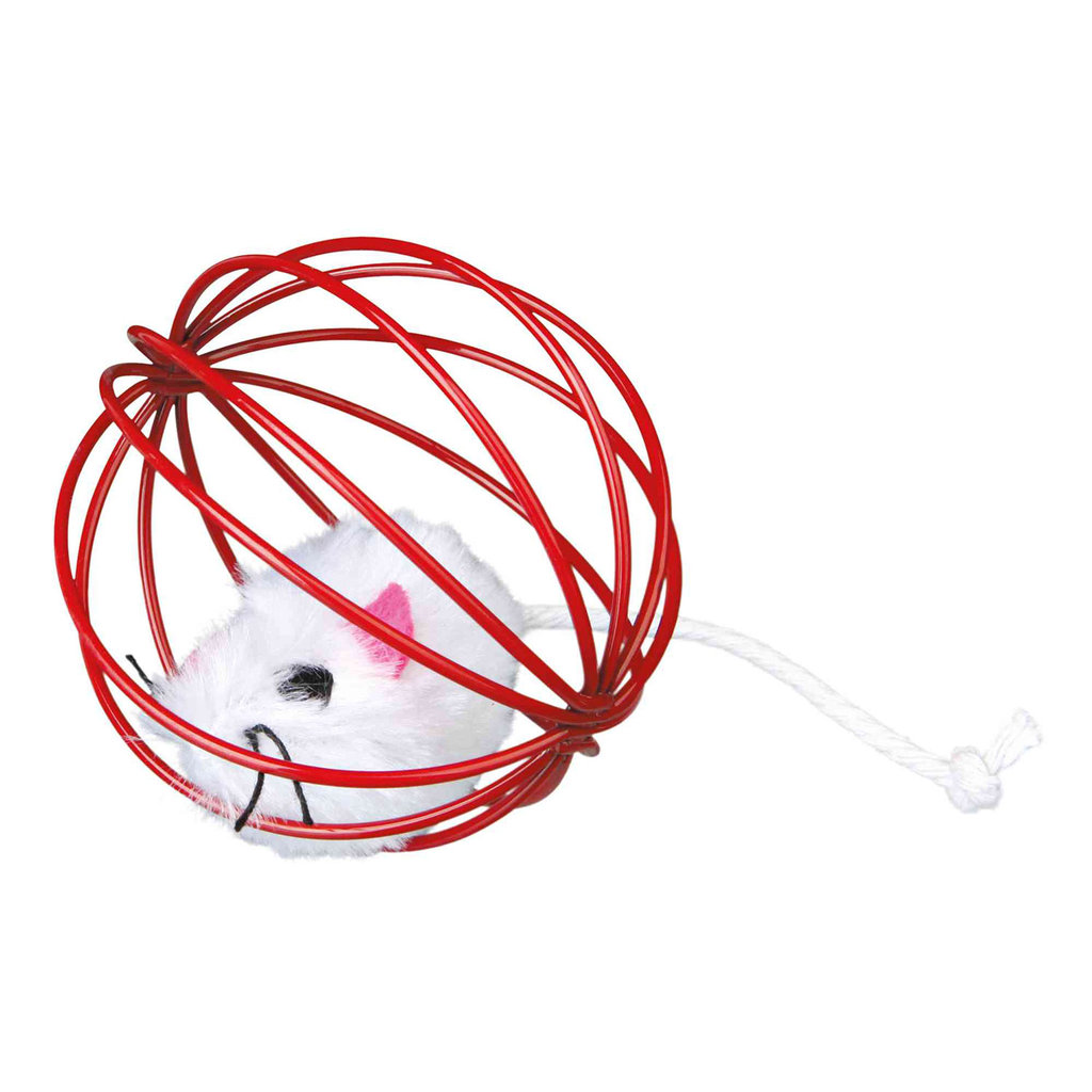 24 plush mice in a wire ball, ø 6 cm