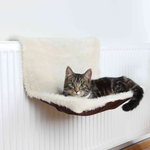 Radiator bed, plush/suede-look, 26 cm, cream/brown