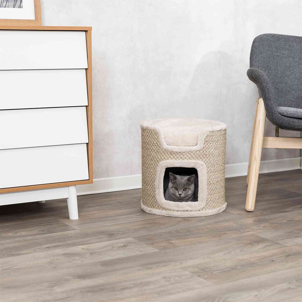 Ria Cat Tower, 37 cm, light grey/natural