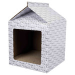 Casa Cartón Rascadora, 34 × 48 × 34 cm, Blanco