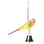 Cotorrita con campana y cadena, 9 cm, Plástico
